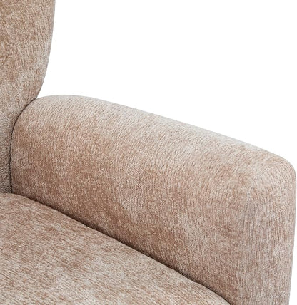 Christopher Knight Home Lindy Wingback Accent Chair, Upholstered Armchair with Rounded Wooden Legs, Curved Backrest Single Sofa, Soft Cushion Seating, Comfy Lounge Chair for Living Room, Beige Brown