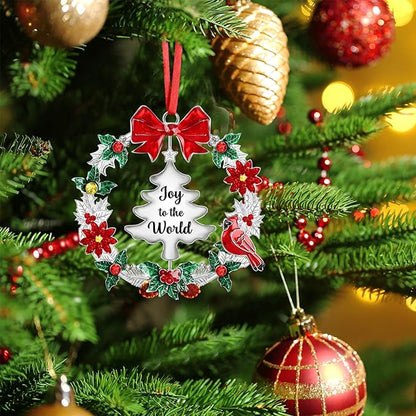 2025 Christmas Ornaments for Tree,Christmas Wreath Ornaments 2025 with Rotatable Tree for Christmas Tree Decorations Holiday Decorative Annual Keepsake Gift (Metal,Silver)