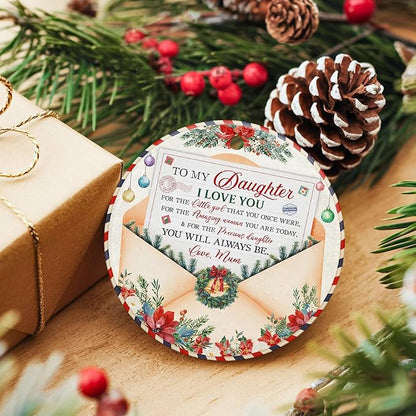 ZAGKOO Daughter Ornament 2025 – Inspirational from Mom – to My Daughter Keepsake Ornament – Ceramic Christmas Tree Decoration