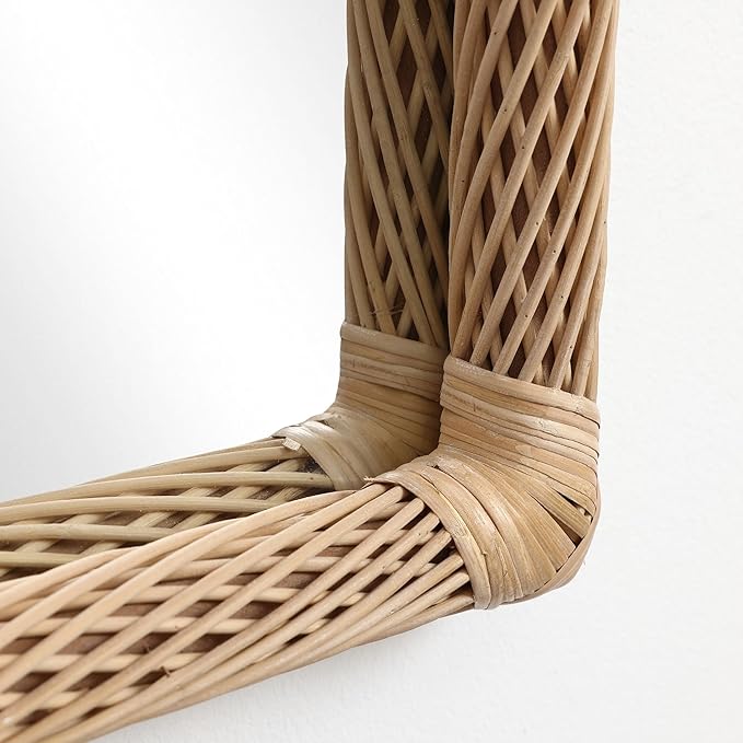 LuxenHome Arched Wall Mirror, 23.5"x35" Large Bamboo Framed Rattan Mirror for Bathroom, Entryway, Living Room, Nursery, Rustic Accent Farmhouse Home Decor Mirrors