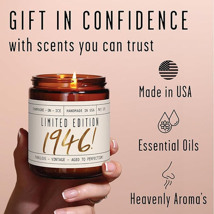 80th Birthday Gifts for Women - 'Limited Edition 1945' Soy, w/Champagne on Ice I 1945 Birthday Gifts for Women I 80 Birthday Gifts for Women I 16oz Reusable Jar, 50Hr Burn, Made in USA