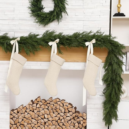 Dingion 1 Pcs 9 ft Christmas Cedar Garland - Thick & Lush, Soft Realistic Artificial Faux Cedar Cypress Pine Garland for Holiday Christmas Winter Home Table Mantel Wall Indoor Seasonal Decoration