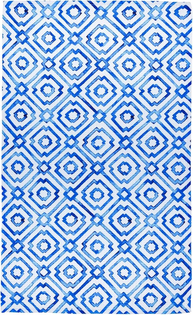 Modern Style Premium Kitchen Tea Towel Super Absorbent Fast Drying Microfiber Blue Mosaic