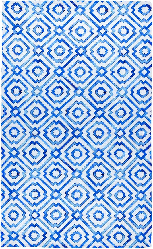 Modern Style Premium Kitchen Tea Towel Super Absorbent Fast Drying Microfiber Blue Mosaic