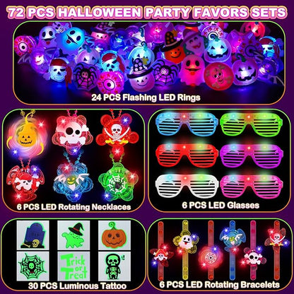 Halloween Party Favors for Kids, 72 Pack Glow in the Dark Toys Bulk Halloween Toys for Girl Boy School Classroom Goodies Bags Fillers Party Supplies Trick or Treats Gifts