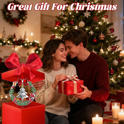 Christmas Ornaments 2025 for Christmas Tree Decorations,Dated 2025 Christmas Wreath Ornament with Rotatable for Holiday Decorative Keepsake Gift（Christmas Tree）