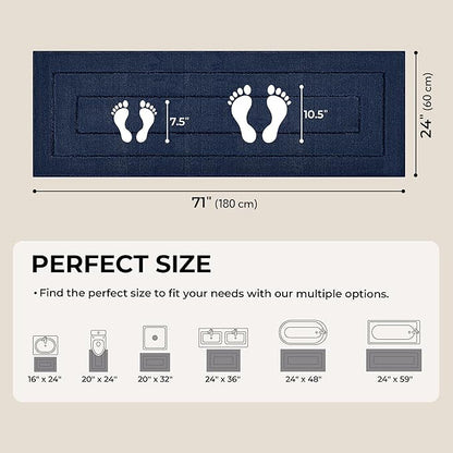 GRANNY SAYS Navy Bathroom Rugs, Bath Mats for Bathroom Non-Slip, Super Soft and Water Absorbent, Extra Large Bath Rugs Washable, Microfiber Bath Rugs for Floor, Tub and Shower, 71" x 24"