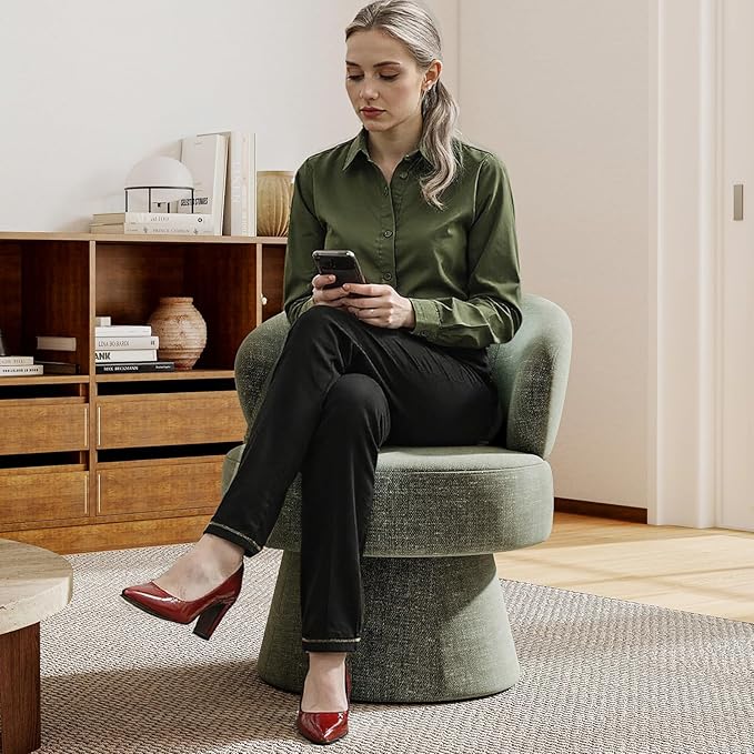 360° Swivel Accent Chairs, Modern Chenille Upholstered Boucle Dining Chair with Back, Vanity Chair Accent Armchair Side Chairs for Dining/Living Room, Bedroom, Green