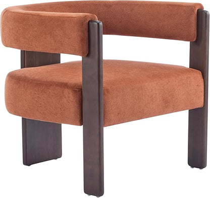 Christopher Knight Home Nettie Modern Accent Chair for Living Room, Velvet Fabric Single Lounge Sofa Chair with Wooden Frame, Comfy Reading Chair for Bedroom, Lounge Armchair with Cushion,Burnt Orange
