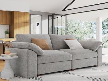 EASE MOOSE Modern Loveseat Sofa for Living Room, Comfty 2 Seat Solid Wood Frame Sofa, FSC Certified Modern Deep Seat Couch, Removable Cover,Light Gray