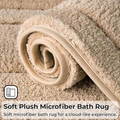 GRANNY SAYS Bathroom Toilet Rugs U Shaped, Bath Mats for Bathroom, Bath Rugs Non Slip Washable, Absorbent Microfiber Toilet Mat, Soft Plush Shaggy, 20" x 24", Khaki