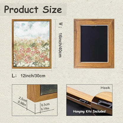 KBKBART Framed Wall Art for Bedroom & Bathroom, Vintage Spring Flower Pictures Aesthetic Farmhouse Wall Decor, Canvas Oil Painting, Summer Room Decor (12x16)