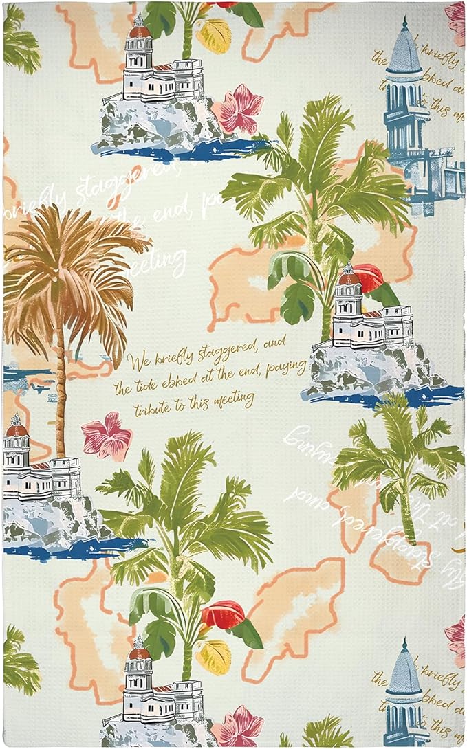 Eunzel Kitchen Tea Towel Quick Dry Microfiber Absorbent Dish Towels with Hanging Loop, Island