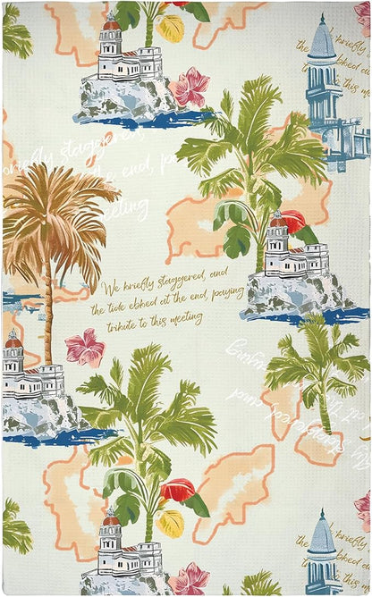 Eunzel Kitchen Tea Towel Quick Dry Microfiber Absorbent Dish Towels with Hanging Loop, Island
