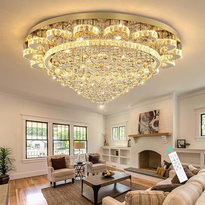 Modern Chandelier Living Room Light Large Luxury Chandeliers for High Ceiling Foyer Entryway Lights Dimmable 110W LEDs Crystal Gold Lighting Fixtures