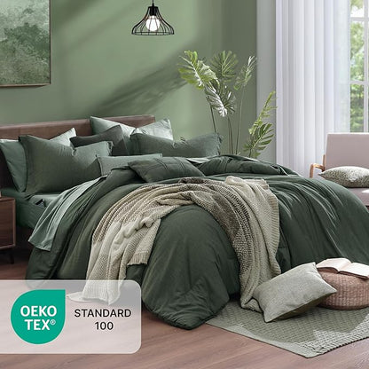 Monbix California King Comforter Set - 7 Pieces Cationic Dyeing Deep Forest Bed in a Bag Cal King Bed Sets with Comforter, Sheets, Pillowcases & Shams, Reversible Bedding Comforters Sets (108 * 92)