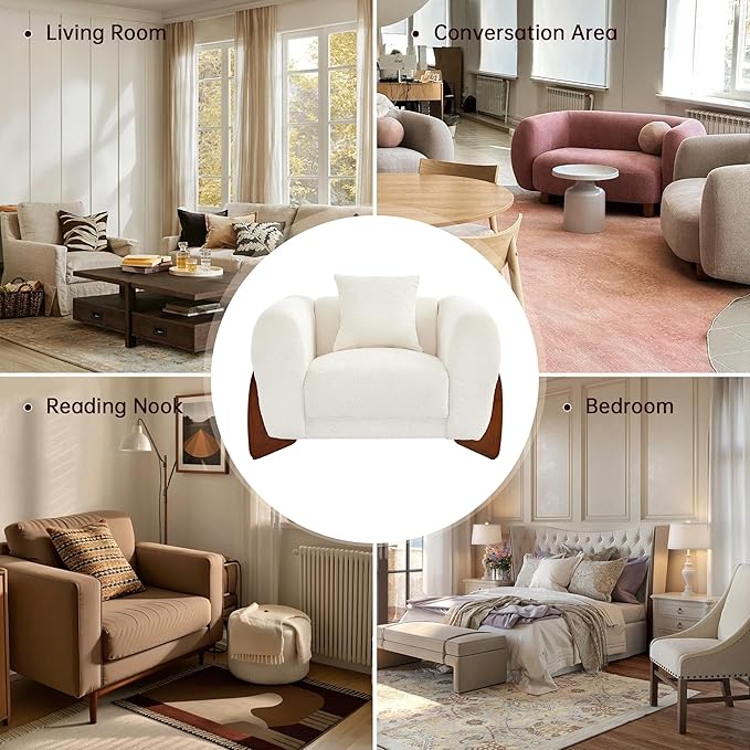 Morden Fort Boucle Sofa, Modern Upholstered Cloud Couch Durable Comfy Boucle Pet-Friendly Sofa Deep Seat with Wooden Leg & Pillow Sofas 3 Seater Couches for Living Room Bedroom Apartment Beige