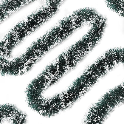 50Ft Christmas Tinsel Garland - Green White Shiny Metallic Twist Decor for Christmas Tree Home Stairs Railing Front Door Mantle Fireplace Indoor Outdoor Holiday Party