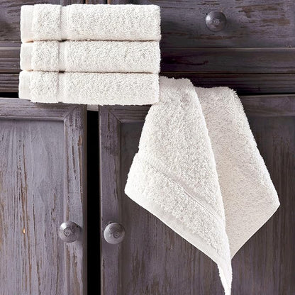 Hawmam Linen Luxury Cotton Washcloths 13x13 Inch - Large Hotel Spa Bathroom Face Towel 12 Pack, Sea Salt