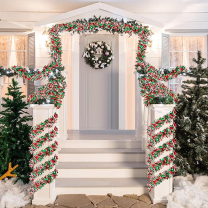 50 FT Christmas Tinsel Garland Metallic Tinsel Twist Shiny Christmas Tree Hanging Garland Decorations for Christmas Party Supplies Indoor and Outdoor Decoration (Red, Green and Silver)