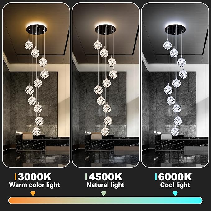 10-Light High Ceilings Long Chandeliers Modern Crystal Staircase Chandelier Hanging Lighting Fixtures Long Raindrop Hanging Chandeliers for Staircase,Foyer,Entryway