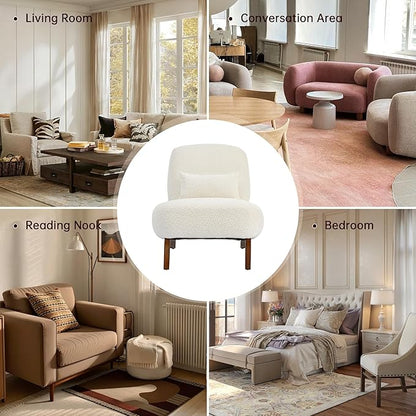 Morden Fort 3 Piece Boucle Sofa Set, Modern Upholstered Couches Sofas Set Durable Comfy Boucle Pet-Friendly, 2 ArmlessChairs & 3-Seater Sofa Sets for Living Room Bedroom Apartment, Beige