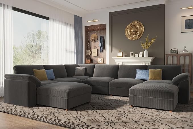 EASE MOOSE Sectional Modular Sofa,Oversized U Shape Sectional Couch Wide Deep Seat Modular Cloud Couch,Dark Grey