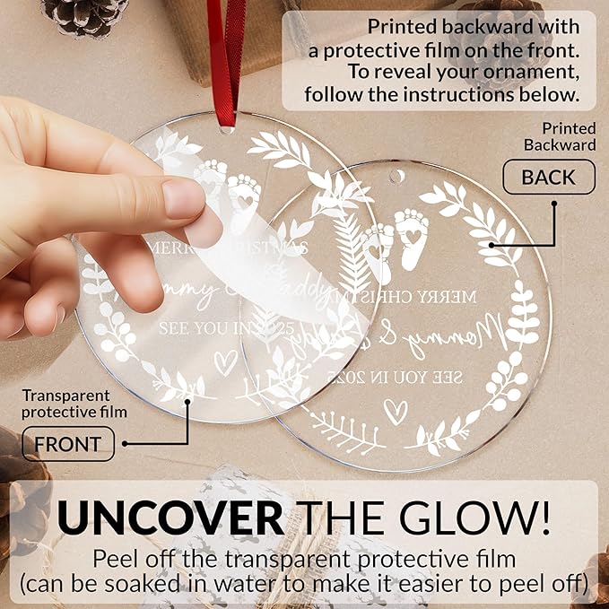 Merry Christmas Mommy & Daddy 2025 Ornament - Expecting Baby Mom Dad Ornament Xmas Gifts for New Mom Dad New Parents Gifts - Pregnancy Announcement for Husband Coming Soon 2025 Baby