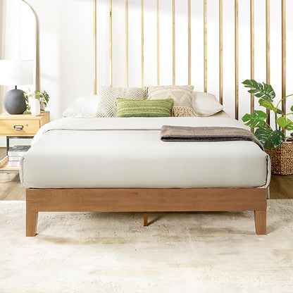 Mellow Naturalista Grand - 12 Inch Solid Wood Platform Bed with Wooden Slats - No Box Spring Needed - King (Natural Pine)