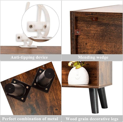 LEYAOYAO Cube Bookshelf 3 Tier Mid-Century Rustic Brown Modern Bookcase with Legs,Retro Wood Bookshelves Storage Organizer Shelf,Freestanding Open Book Shelves for Bedroom,Living Room,Office