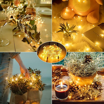 Brightown 24 Pack Fairy Lights Battery Operated - 7Ft 20 Led Mini String Lights Silver Wire Waterproof Firefly Starry DIY Lights for Bedroom Patio Wedding Party Christmas Decor (Warm White)