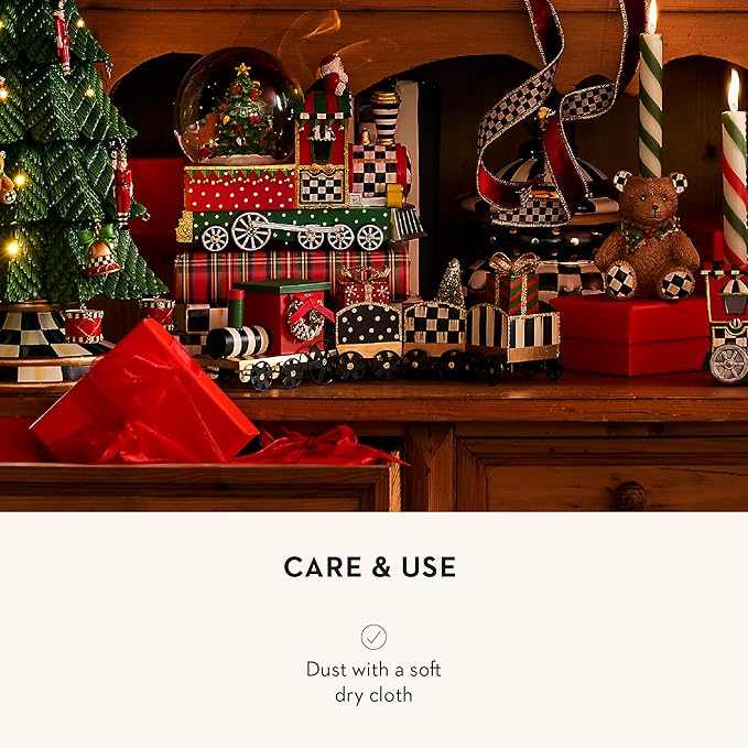 MACKENZIE-CHILDS Toyland Tin Train, Christmas Tabletop Decor, Holiday Train Decor