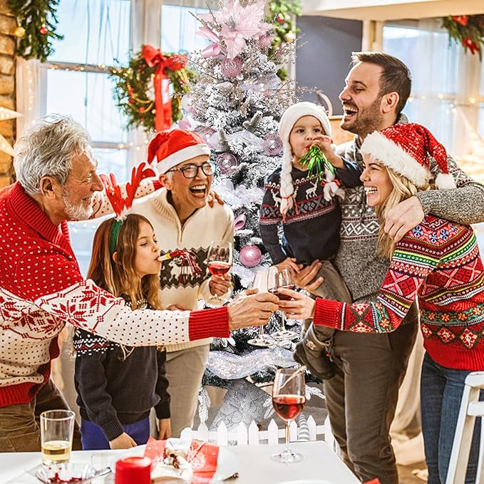 BSTDECOR Christmas Ball Ornaments Set, 20ct Large Clear Pink Shatterproof 80mm/3.15" Hanging Decorative Baubles for Christmas Tree Decoration