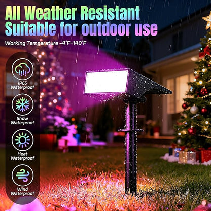 Solar Spot Lights Outdoor Color Changing, [7 Mode/12 Pack] Christmas Landscape Spotlights, Solar Lights Outdoor Waterproof,Led Powered Flood Light for Halloween Pathway Yard Garden Tree Walkway