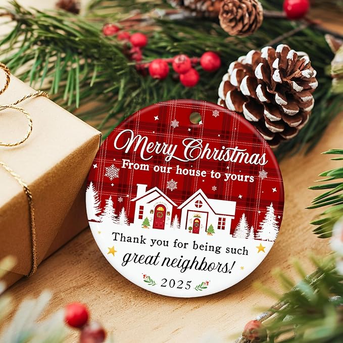 ZAGKOO Neighbor Christmas Ornaments 2025 - Best Christmas Neighbors Gift Ideas, Great Gifts for Next Door Neighbor - Friendship Gifts for Neighbors, Women, Men - Ceramic Keepsake 2025