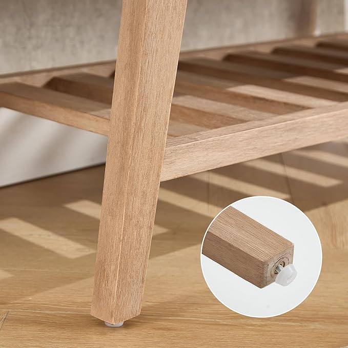 Farmhouse Storage Entryway Bench with Shoe Shelf, Linen Fabric Upholstered 2 Tier Button Tufted Bench with Wooden Frame for End of Bed/Hallway/Reception/Living Room, Charcoal