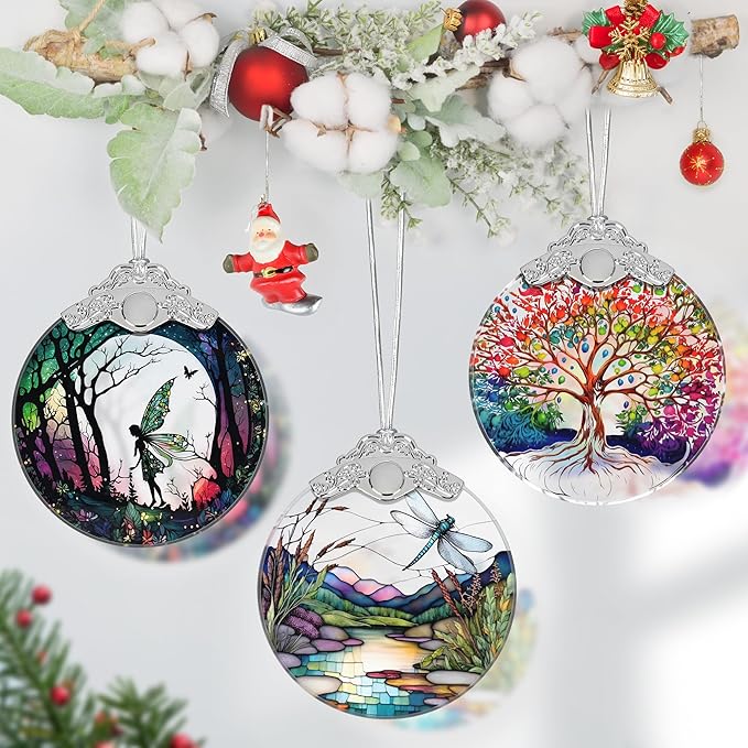Dragonfly Stained Glass Ornament - Christmas Tree Decor, Gift Exchange Idea