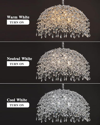 Modern Crystal Chandelier for Dining Room, 31.5" 10-Light Chrome Tree Branch Chandeliers, Luxury K9 Crystal Round Chandeliers for Kitchen Island Living Room