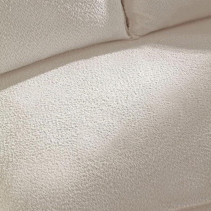 125'' Modern Curved Cloud Sofa Luxury Living Room 5 Seater Combo Sofa Cloud Curve Design Mid Century Upholstered Sofa with Ottoman for Living Room Bedroom Apartment(Boucle+Left Facing, Beige)