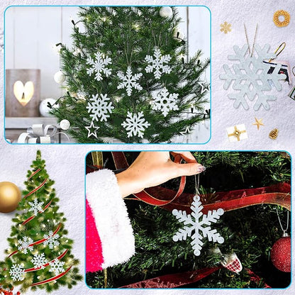 Oudain 6 Pieces Metal Snowflake Ornaments Christmas Galvanized Snowflake Hanging Ornament Farmhouse Snowflake Tree Hanging Decoration for Xmas Winter Party Decor, 5.12 Inch, Silver