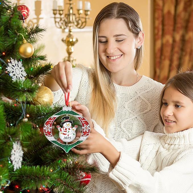 2025 Christmas Ornaments for Tree,Christmas Wreath Ornaments 2025 with Rotatable Tree for Christmas Tree Decorations Holiday Decorative Annual Keepsake Gift (Metal,Silver)