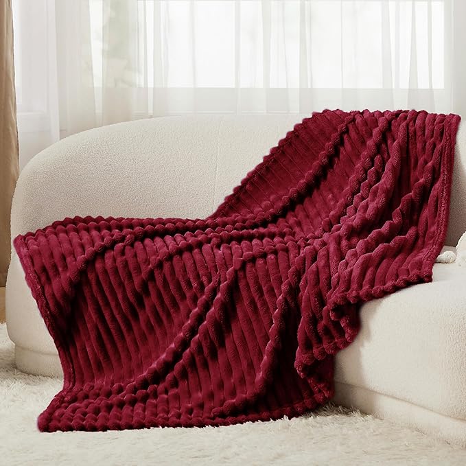 Bedsure GentleSoft Deep Red Fleece Blanket for - Cozy Soft Blankets for Women, Cute Small Throws for Girls, 50x70 Inches