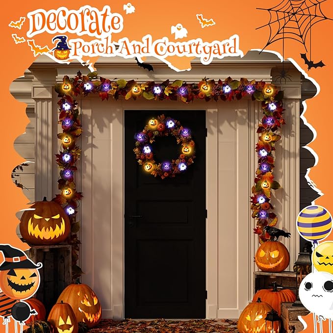 Coquimbo Halloween Decorations Indoor Lights: 10FT 30 LED Pumpkin Bat Ghost Decor Battery Operated String Lights for Indoor Outdoor Halloween Party Bedroom Decorations