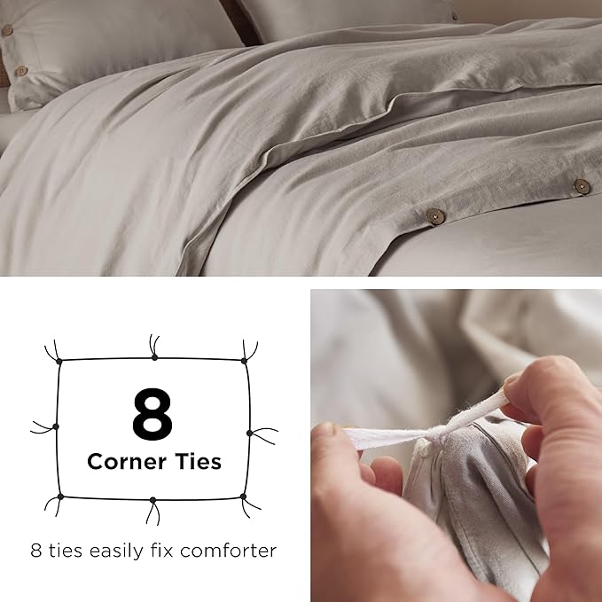 Bedsure Linen Duvet Cover King Size - Linen Cotton Blend Bedding Set, Soft & Cozy, 3 Pieces, 1 Duvet Cover 104x90 Inches and 2 Pillowcases, Camel Color Cooling Bedding, Comforter Sold Separately