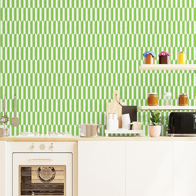 Vamos Tile Peel and Stick Backsplash Seamless Tile for Kitchen,White and Grass Green PVC Mixed Light Gold Self Adhesive Fish Scale Metal Mosaic Tiles (10 Sheets)