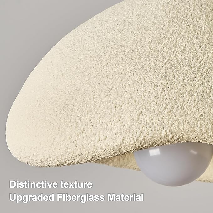 Wabi Sabi Pendant Lights,15.7in White Modern Pendant Light Resin Hanging Lamp Kitchen Island Lighting Modern Japandi Chandelier for Dining Room Bedroom Hallway Restaurant Foyer