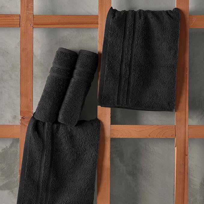 Hawmam Linen Hand Towels 4 Pack Turkish Cotton Premium Quality Soft and Absorbent Small Towels for Bath Towels, Black