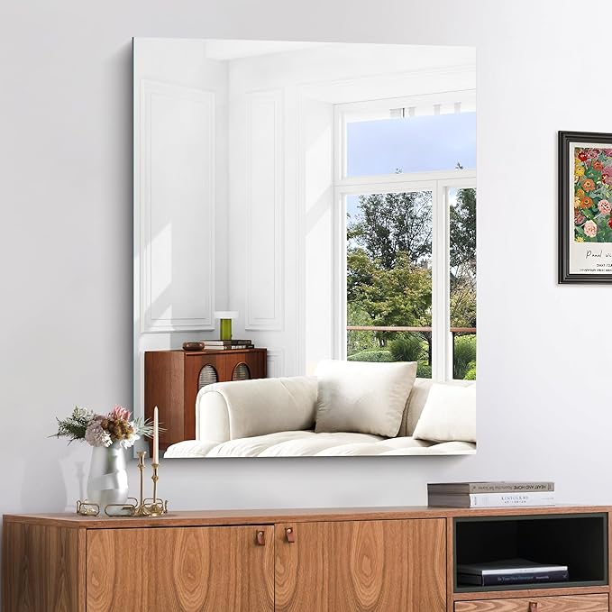 KOCUUY Frameless Bathroom Wall Mirror, 30"x36" Frameless Mirror for Bathroom Sink, Unframed Mirrors for Wall Upgraded Shatterproof Design, Modern Decorative for Bedroom, Living Room, Entryway