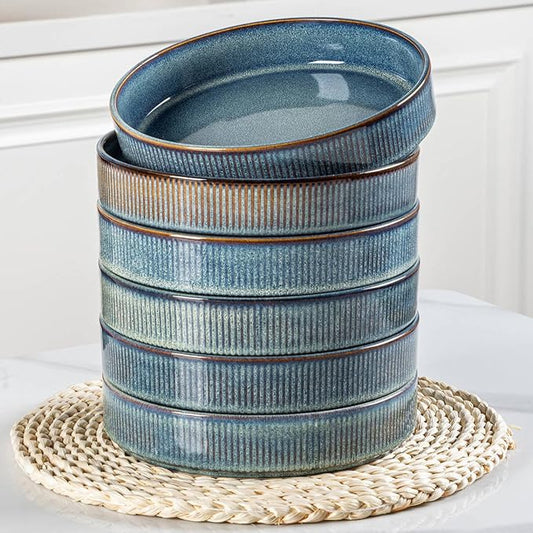 GBHOME 7.5'' Stoneware Pasta Bowls, Serving Bowls Set of 6 for Kitchen, Double Reactive Glaze Bowls for Fruit,Pasta,Salad,Oatmeal,Meal, Microwave Safe (6 pcs)
