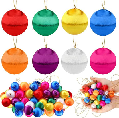 Syhood Christmas Satin Balls Christmas Silk Ball Ornaments Satin Silk Xmas Tree Hanging for Xmas Tree Decor Holiday Party Decorations(48 Pcs,Multicolor,1 Inch)
